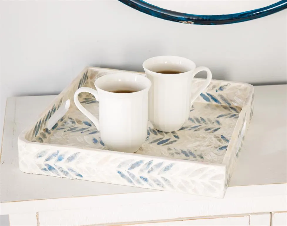 3pc Tray Set with Checkerboard in White