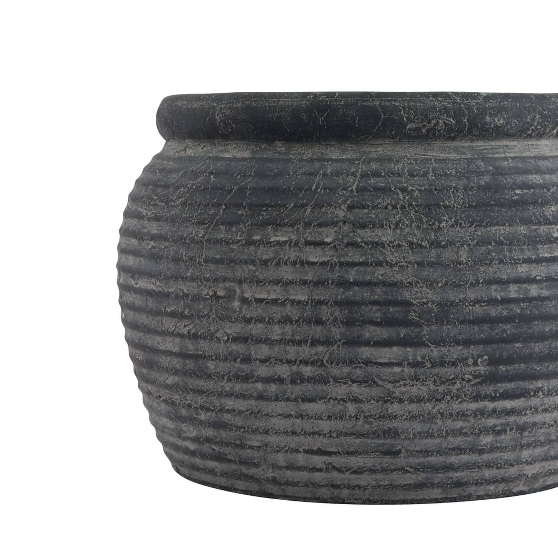 Amphora Grey Ribbed Plant Pot