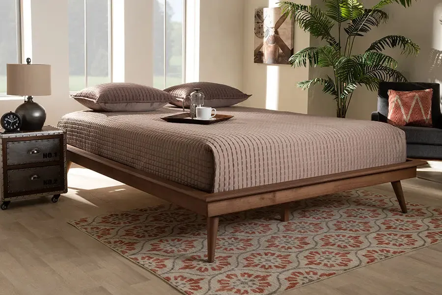 Ariana Walnut Brown Wood Platform Bed (Queen)