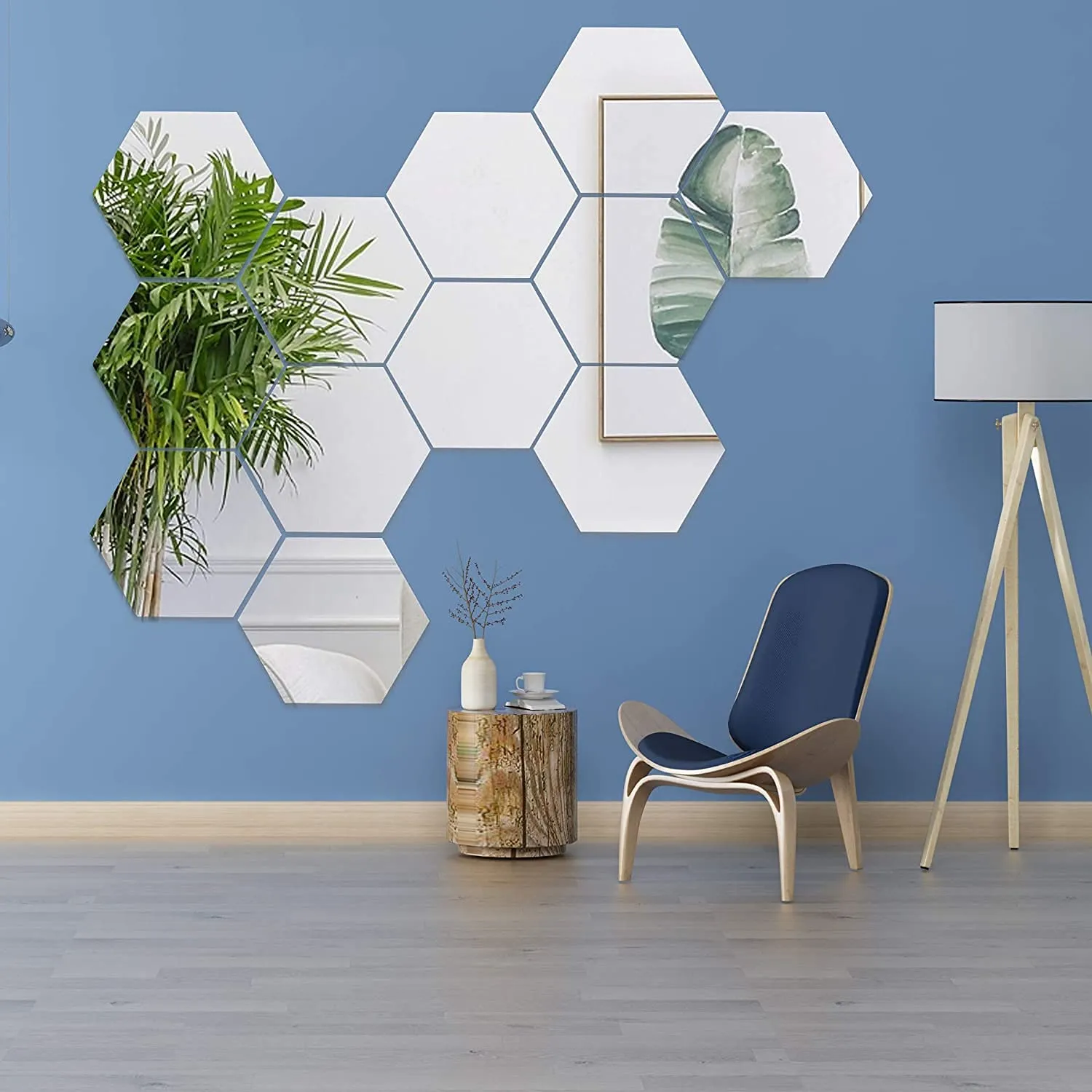 ARURA (LABEL) Hexagon Mirror Wall Sticker 12 PCs Removable Acrylic Mirror Wall Sticker Decal Honeycomb Mirror for Home Living Room Bedroom Decor