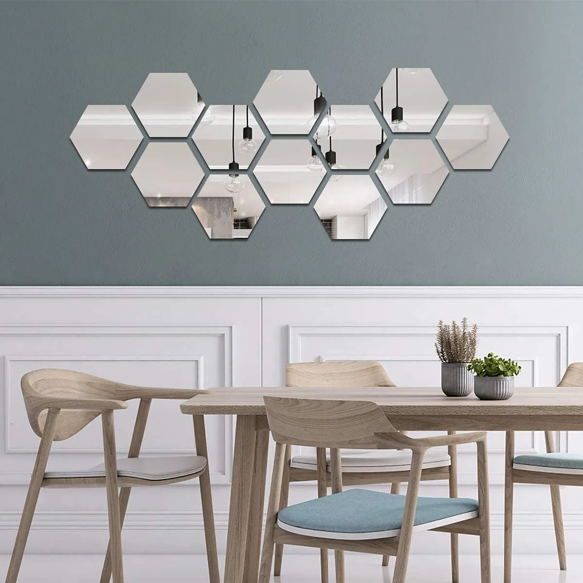 ARURA (LABEL) Hexagon Mirror Wall Sticker 12 PCs Removable Acrylic Mirror Wall Sticker Decal Honeycomb Mirror for Home Living Room Bedroom Decor