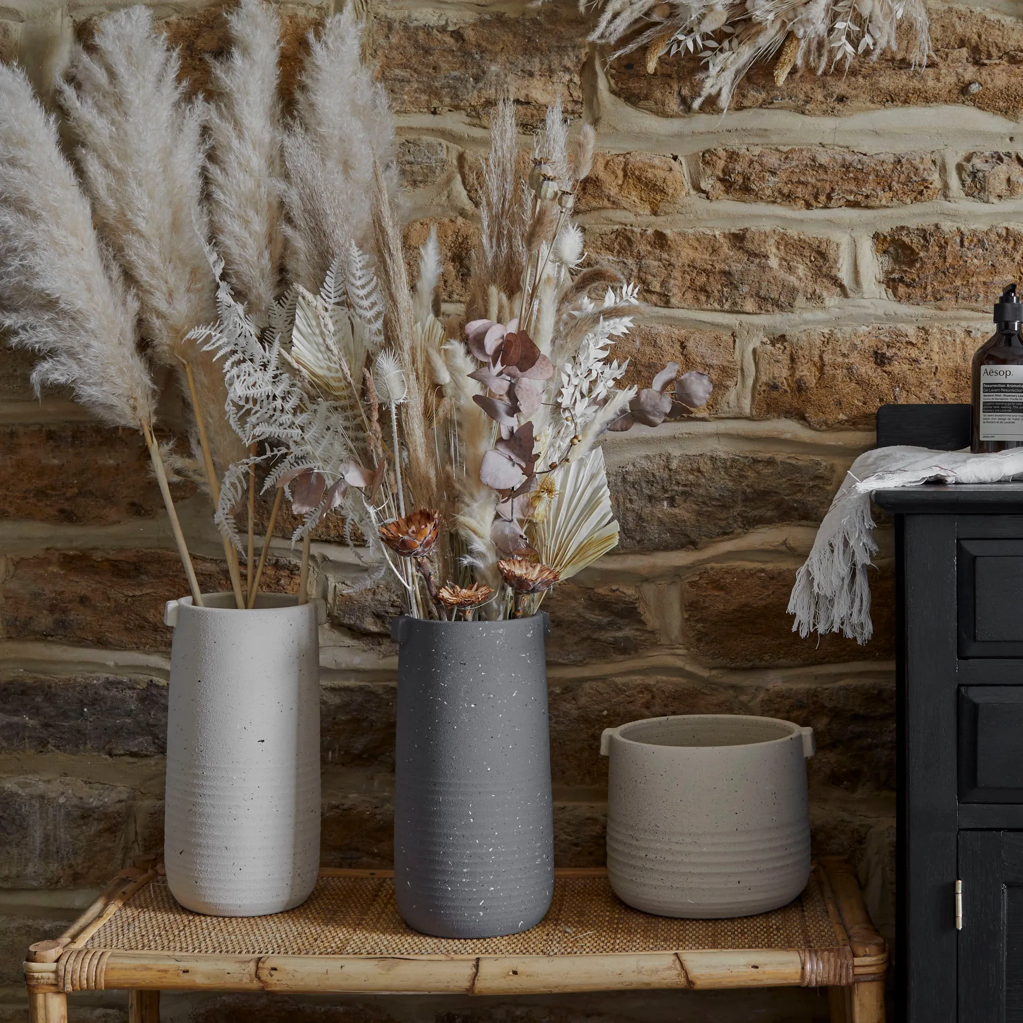 Aurora Terrazzo Handles Tall Vase in Oat