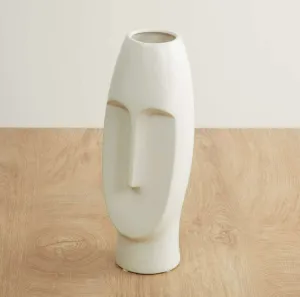 AZ Decor | White Vase | Ceramic Vase | Aesthetic Vase | Boho Home Decor Products | Half Ring Vase | Donut Vase | Flower Vase | Pampas Vase | Face Vase | Ceramic Vase | Home Decor Centrepiece (Face Vase)