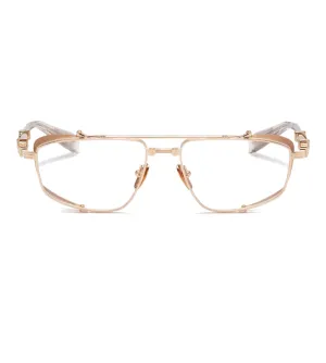 Balmain Men's White Gold Aviator Optical Frame