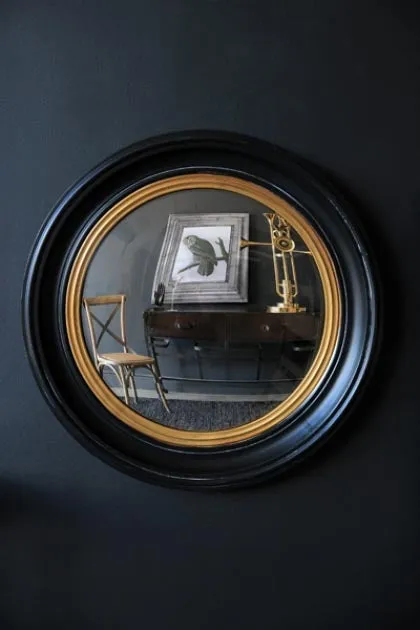 Black & Gold Framed Convex Mirror