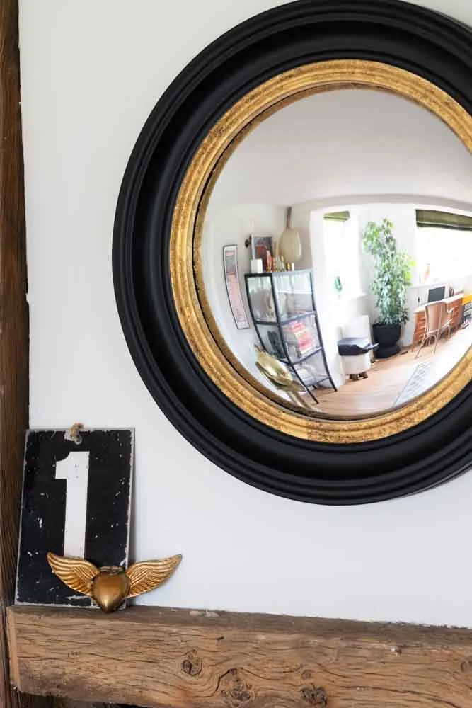 Black & Gold Framed Convex Mirror