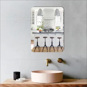 Bnezz - Self Adhesive Wall Mirror Stickers Big Size (30x20) Cm Frameless Mirror for Wall Stickers | Mirror for Bathroom | Bedroom | Wash Basin Flexible Mirror Sheets for Wall (B-CurveRectangle)