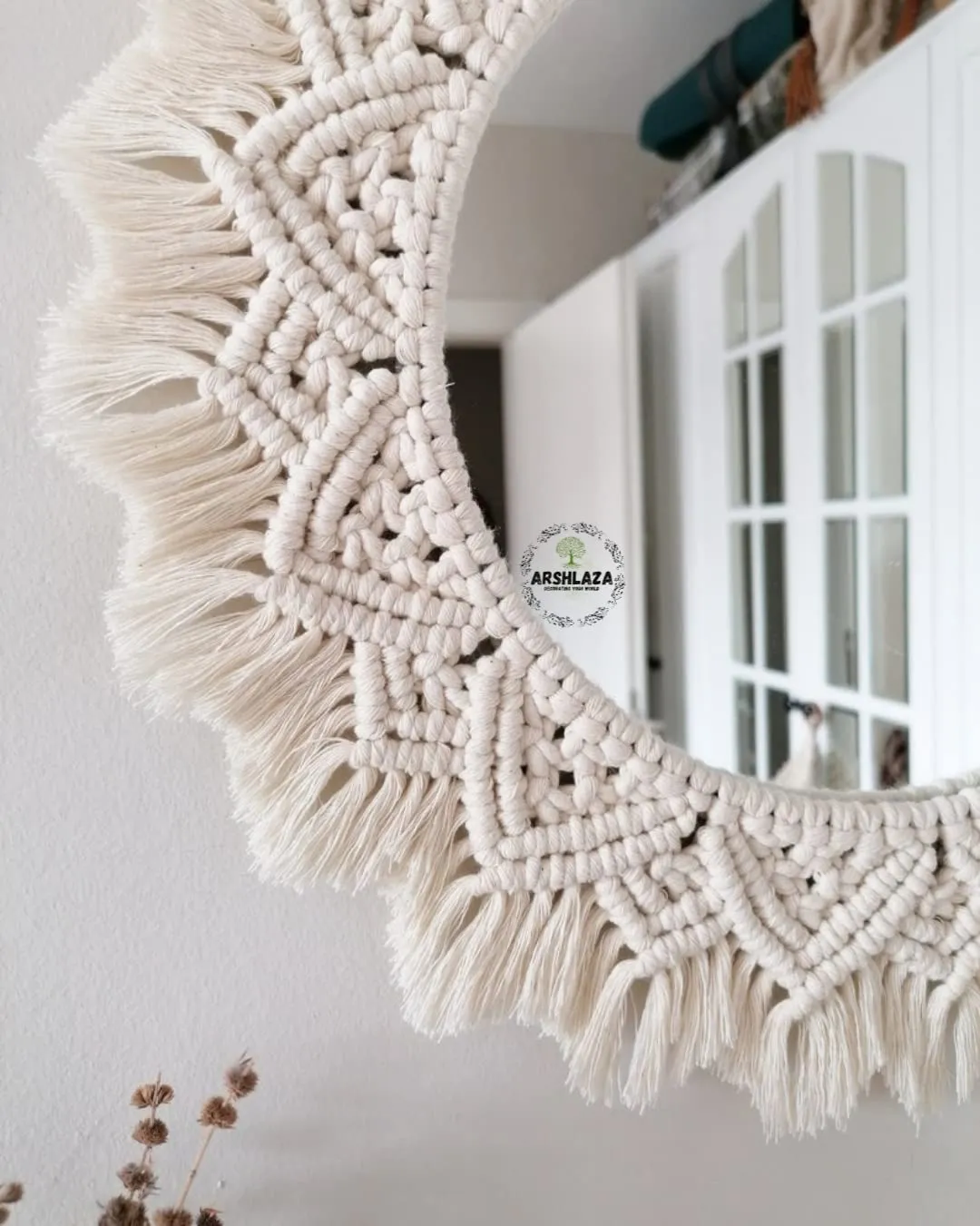 Boho Chic Reflective Art - Macrame Round Mirror