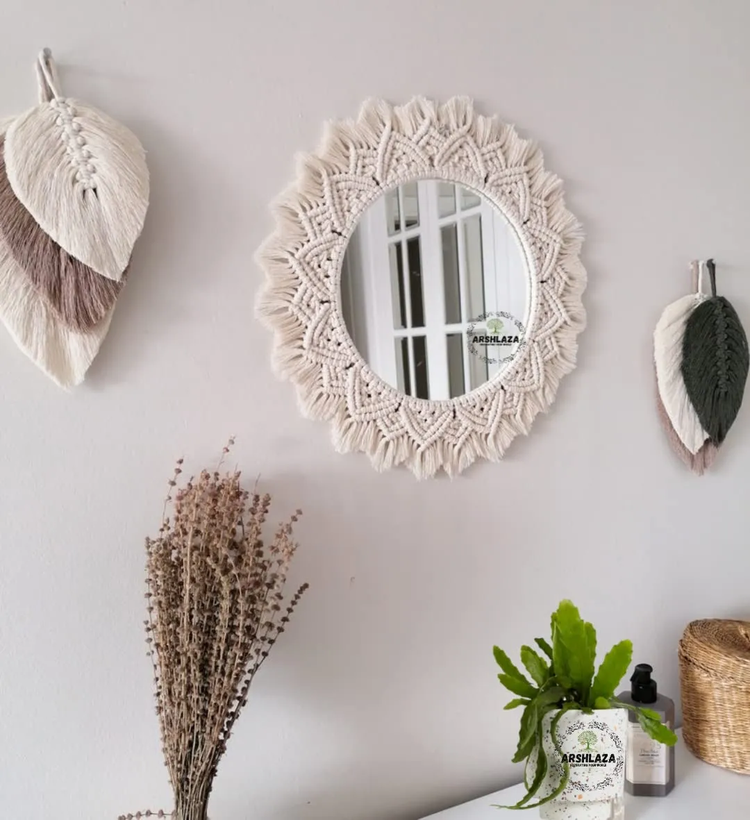 Boho Chic Reflective Art - Macrame Round Mirror