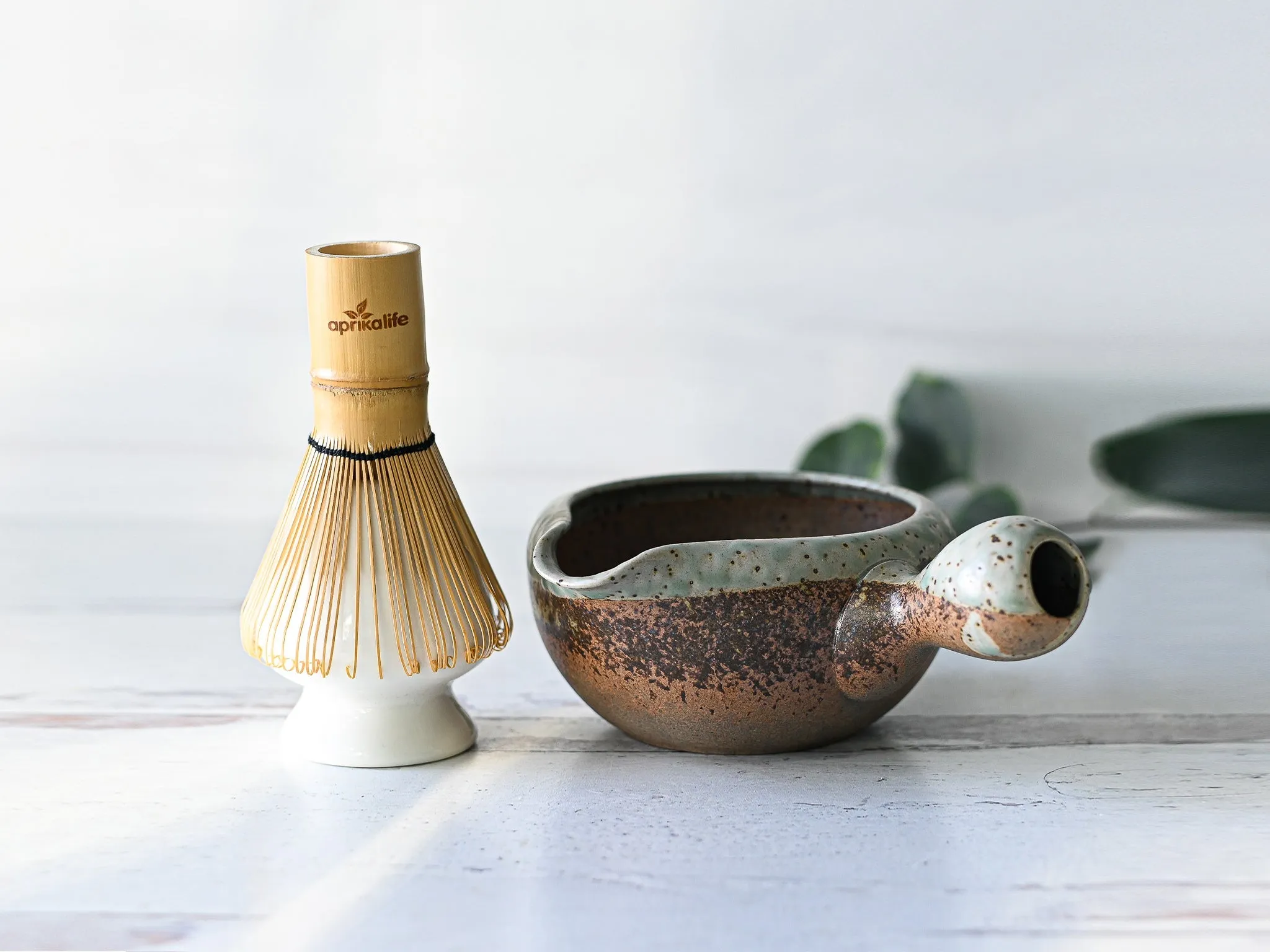 Brown Matcha Bowl with Spout Set | Tea Ceremony