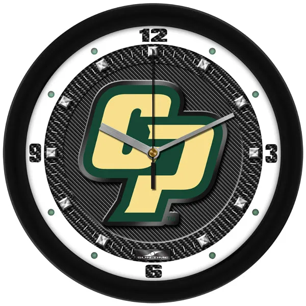 Cal Poly Mustangs Wall Clock - Carbon Fiber Textured