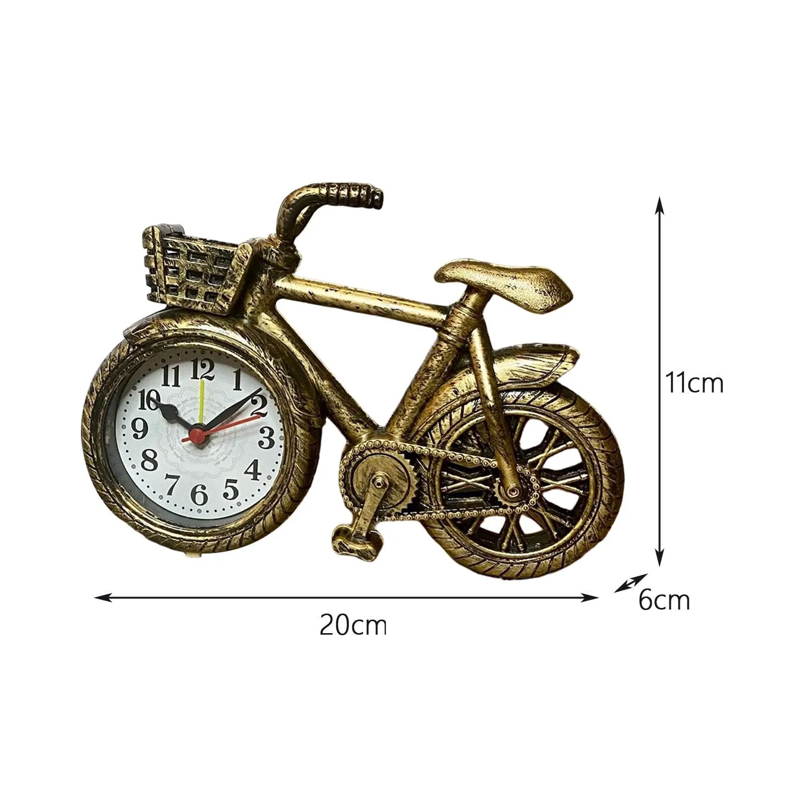 CALANDIS® Bicycle Clock Retro Style Classic Small Decoration Bicycle Shape Alarm Clock Bronze'