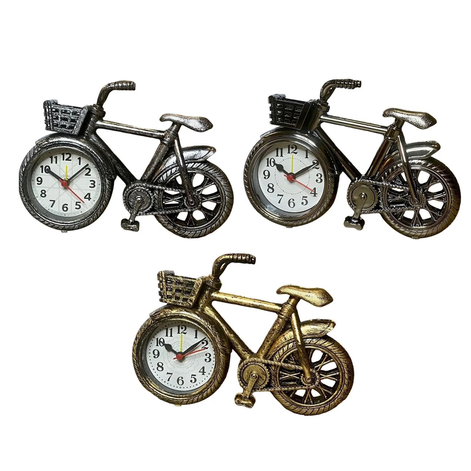 CALANDIS® Bicycle Clock Retro Style Classic Small Decoration Bicycle Shape Alarm Clock Bronze'