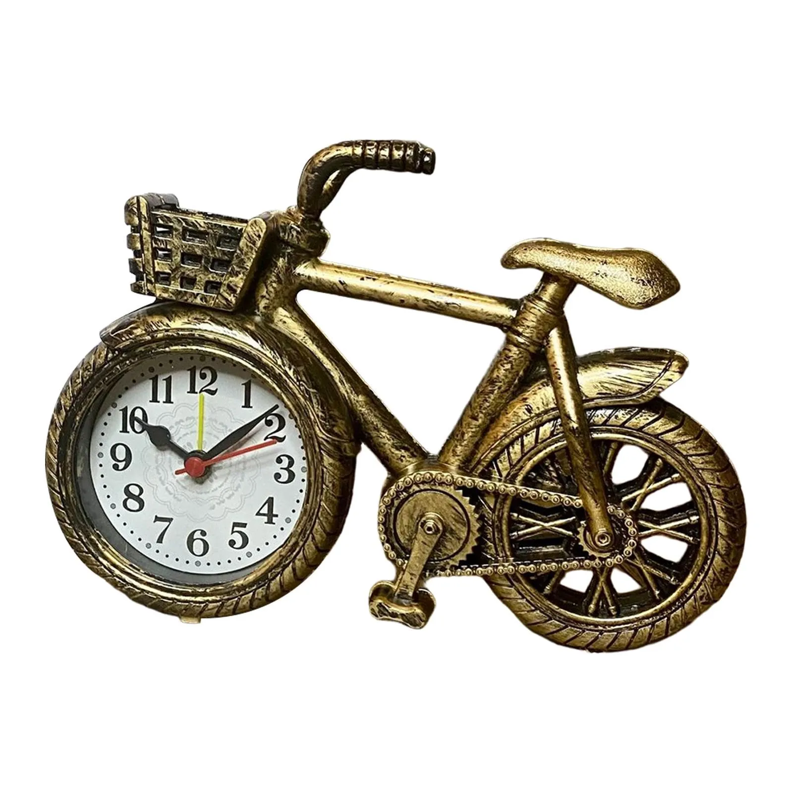 CALANDIS® Bicycle Clock Retro Style Classic Small Decoration Bicycle Shape Alarm Clock Bronze'