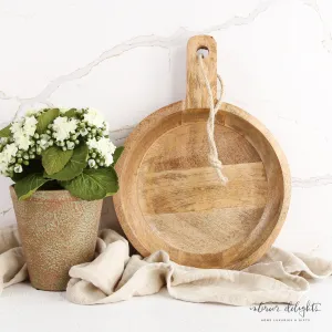 Carved Mango Wood Bowl With Handle