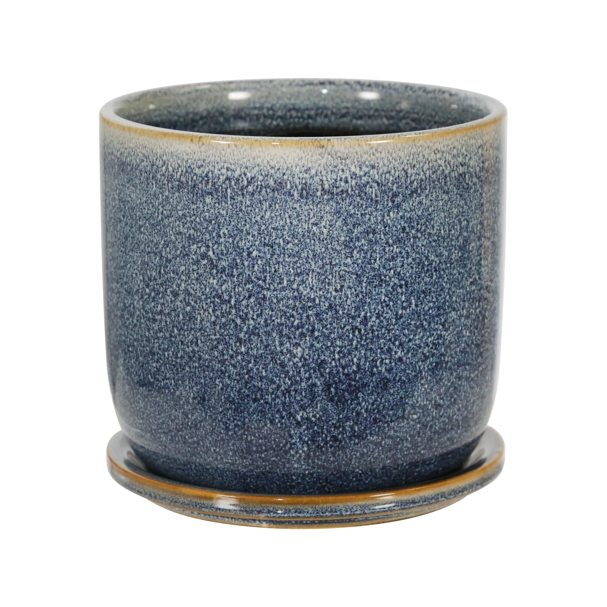 Ceramic 6" Planter W/ Saucer, Aqua