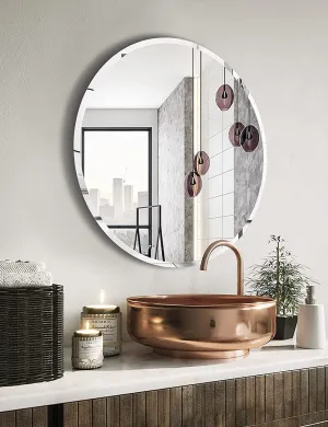 Cheval Glass Round Wall Mirror for Bathroom Wash Basin Living Room Bedroom (Round, 18 X 18 Inches, Unframed)