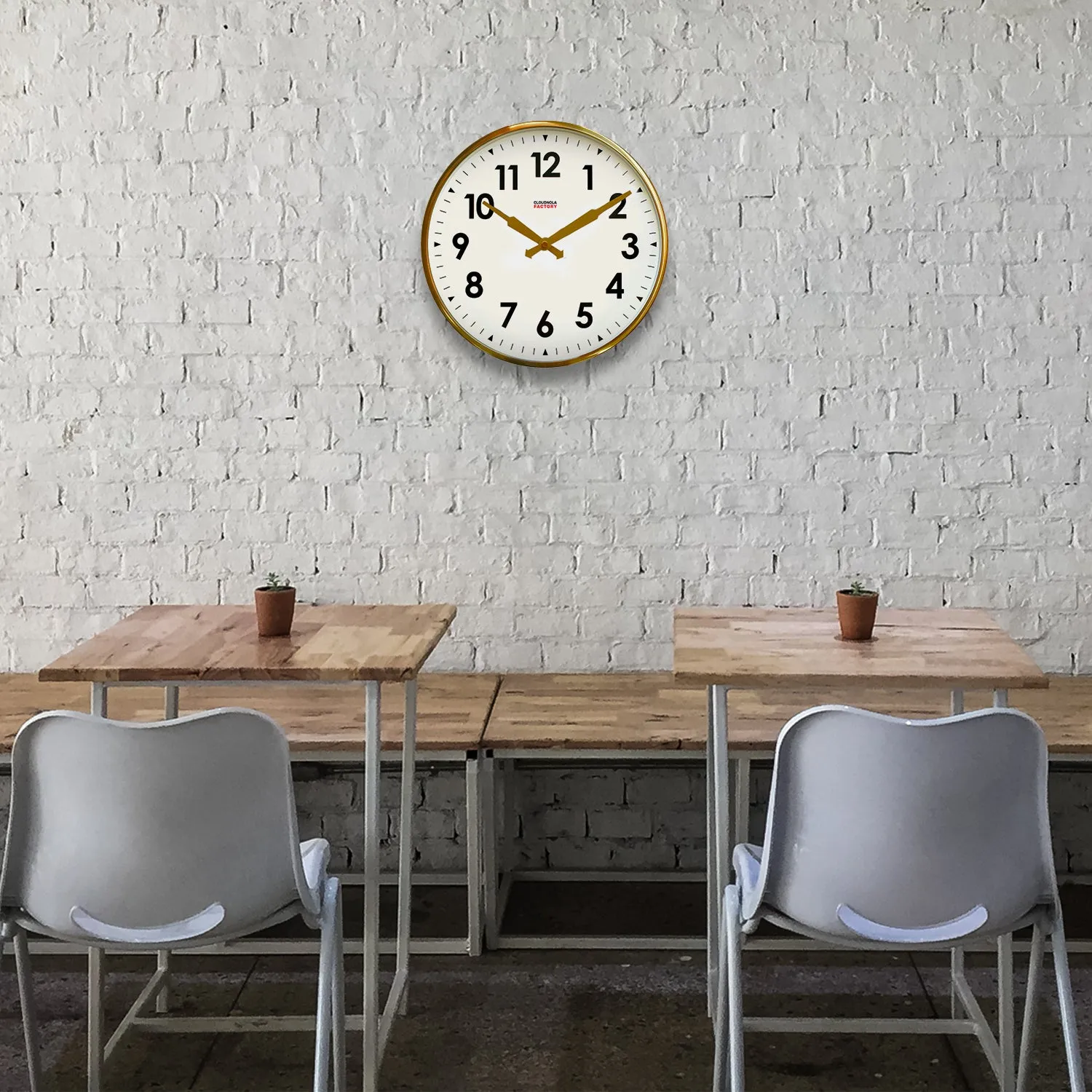 Cloudnola Factory Station Clock – Brushed Gold Finish for a Luxurious Touch