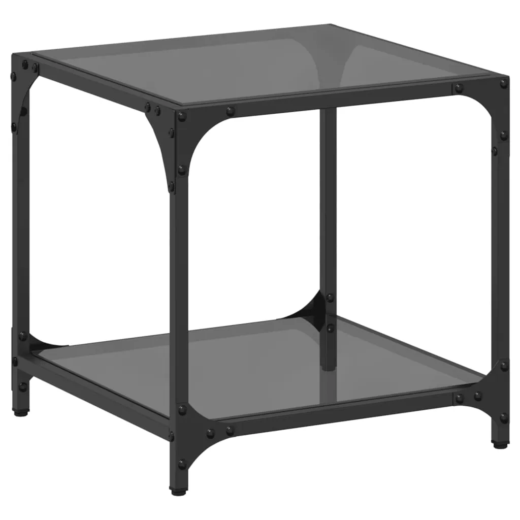 Coffee Table with Black Glass Top 40x40x40 cm Steel