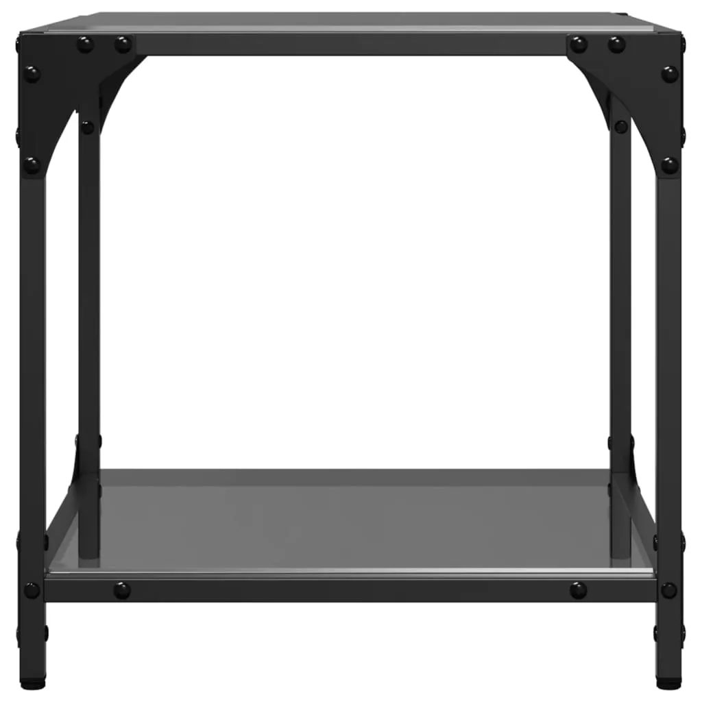 Coffee Table with Black Glass Top 40x40x40 cm Steel