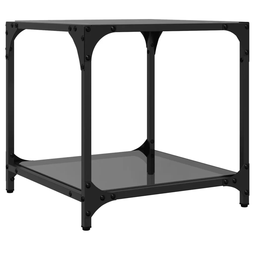 Coffee Table with Black Glass Top 40x40x40 cm Steel