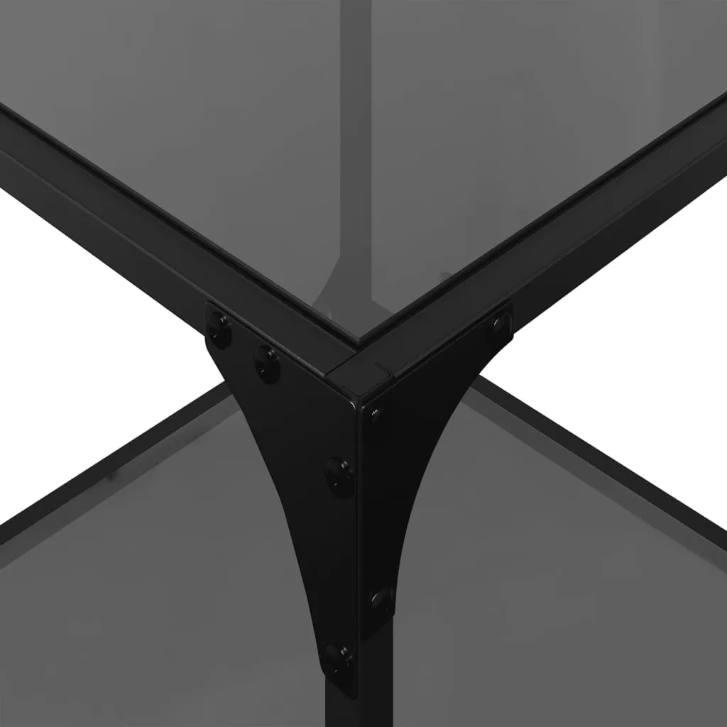 Coffee Table with Black Glass Top 40x40x40 cm Steel