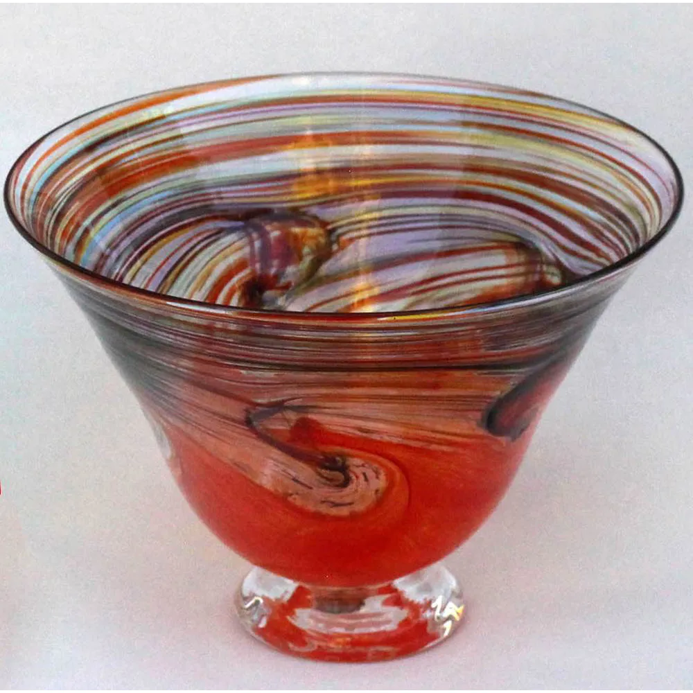 Colored Wave Glass Bowl in Red by Glass Rocks Dottie Boscamp