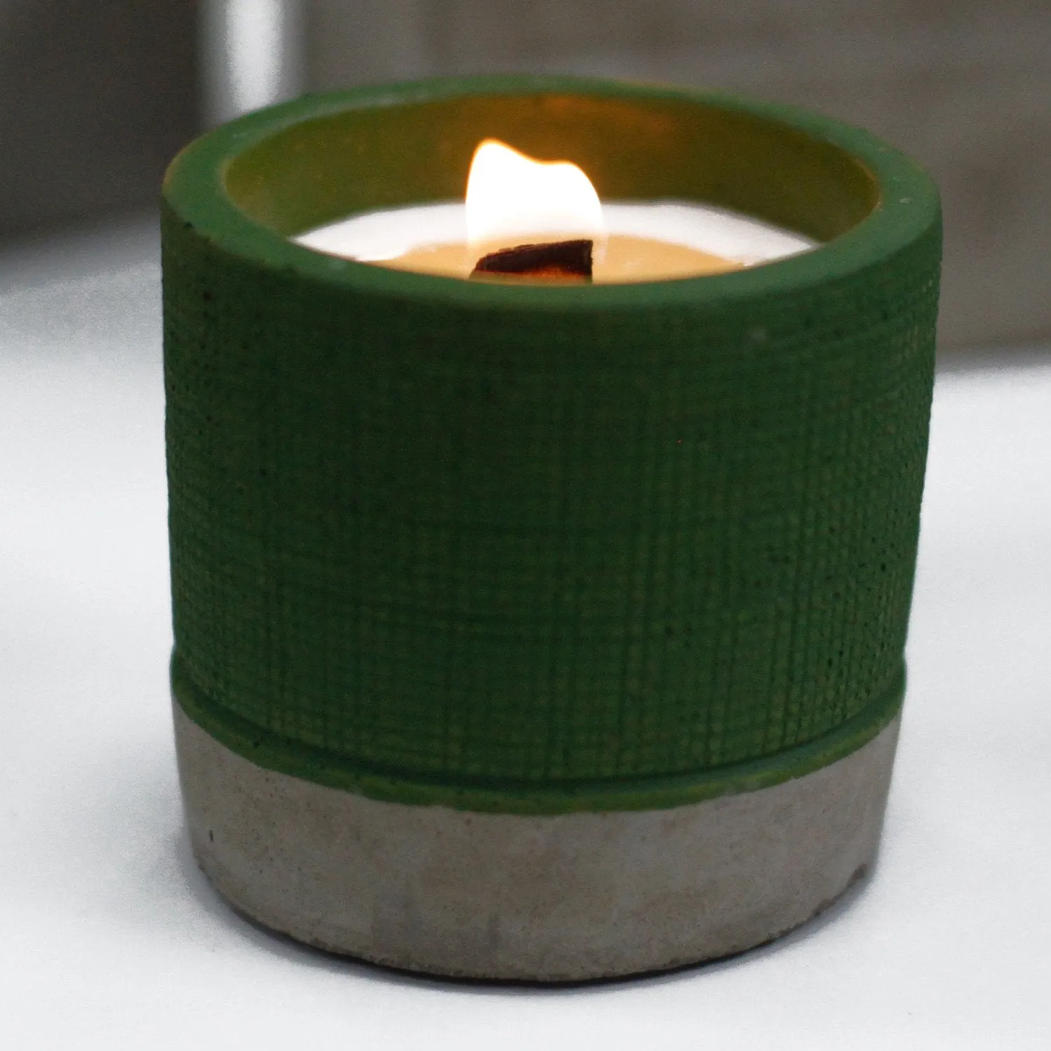 Concrete Pot Wooden Wick Candle - Choice of Fragrances