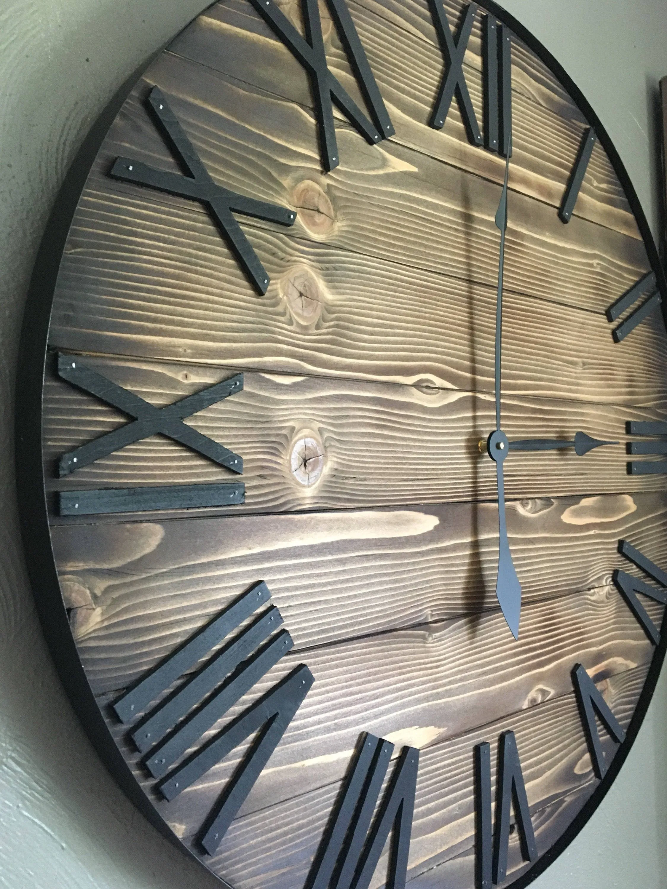 Country Farmhouse Stained Wooden Clock