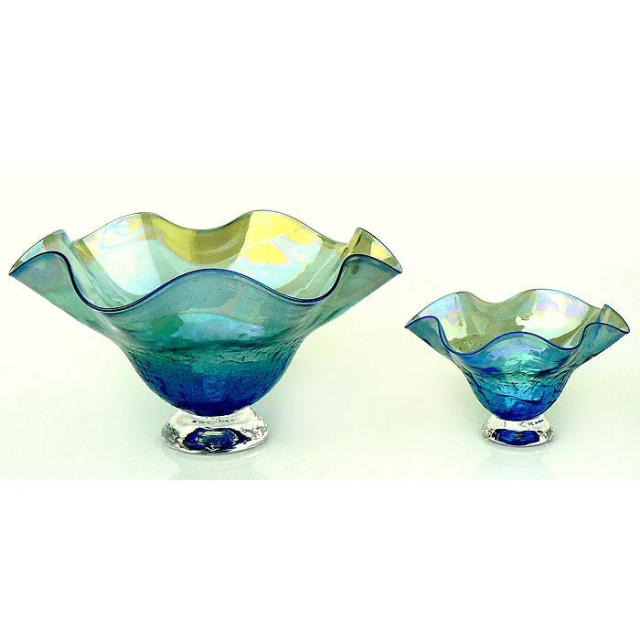 Crackle Fluted Glass Candy Dishes in Light Blue by Glass Rocks Dottie Boscamp