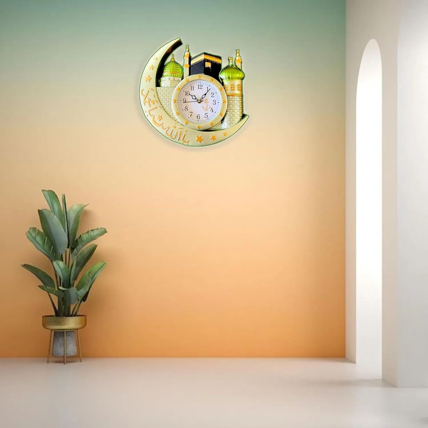 Craftication Wall Clock Islamic Allah Azan Masjid for Home Decorative Designer Clocks Hanging for Living Room, Bedroom, Kitchen, Office