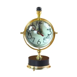 CRAPLE Brass Antique Analog Vintage Look Style Table Clock & Desk Clock, Office Tabletop Decoration & Gifting Item