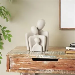 Cream Ceramic People Nesting Family Sculpture - Set of 3 - 10"x 8"x 5"H