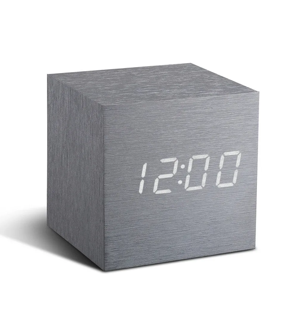 Cube Click Clock - Aluminium