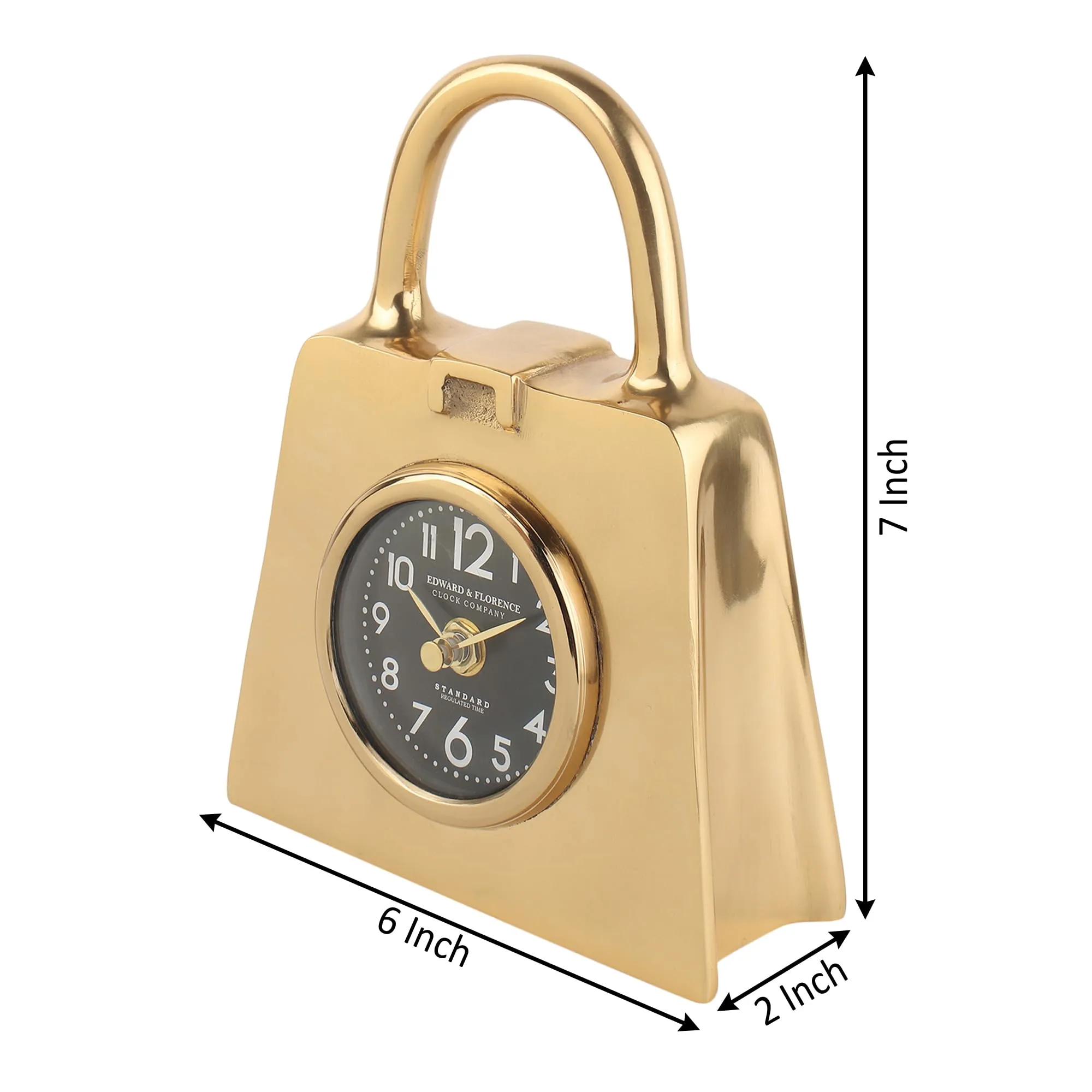 Decor de Maison Bag of Time Table Clock in (Gold) for Home Decor Living Room Bedroom Study Room