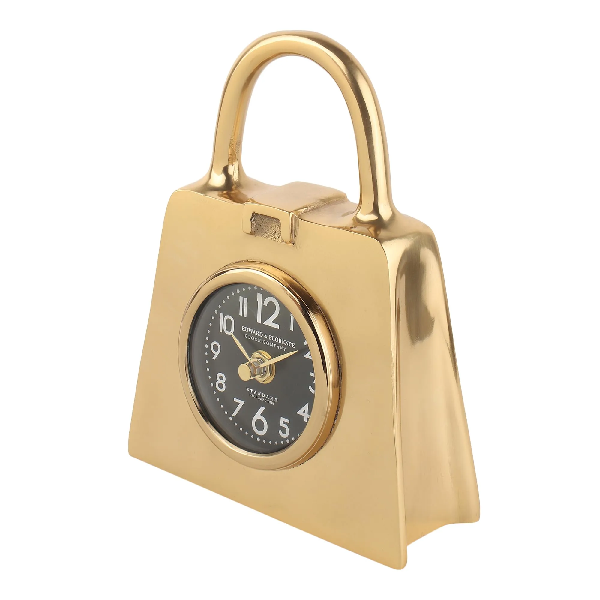 Decor de Maison Bag of Time Table Clock in (Gold) for Home Decor Living Room Bedroom Study Room