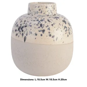 Decoris 20cm Blue Speckles Stoneware Vase