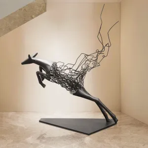 FINEST Abstract Metal Deer Sculpture - Modern Indoor Floor Sculpture FS-093