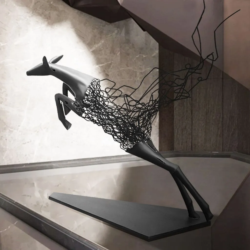 FINEST Abstract Metal Deer Sculpture - Modern Indoor Floor Sculpture FS-093