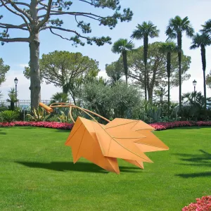 FINEST Modern Large Yellow Leaf Metal Garden Sculpture FS-053