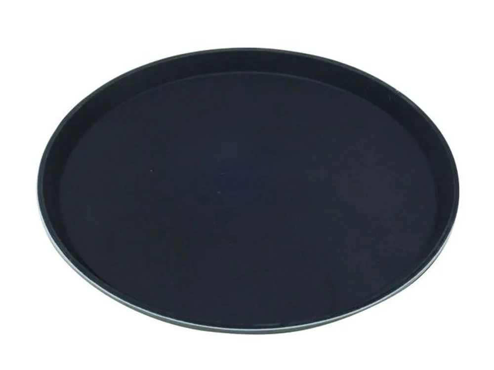 Genware 1400GR-004 Tray Gengrip Fibreglass Round 14" Black