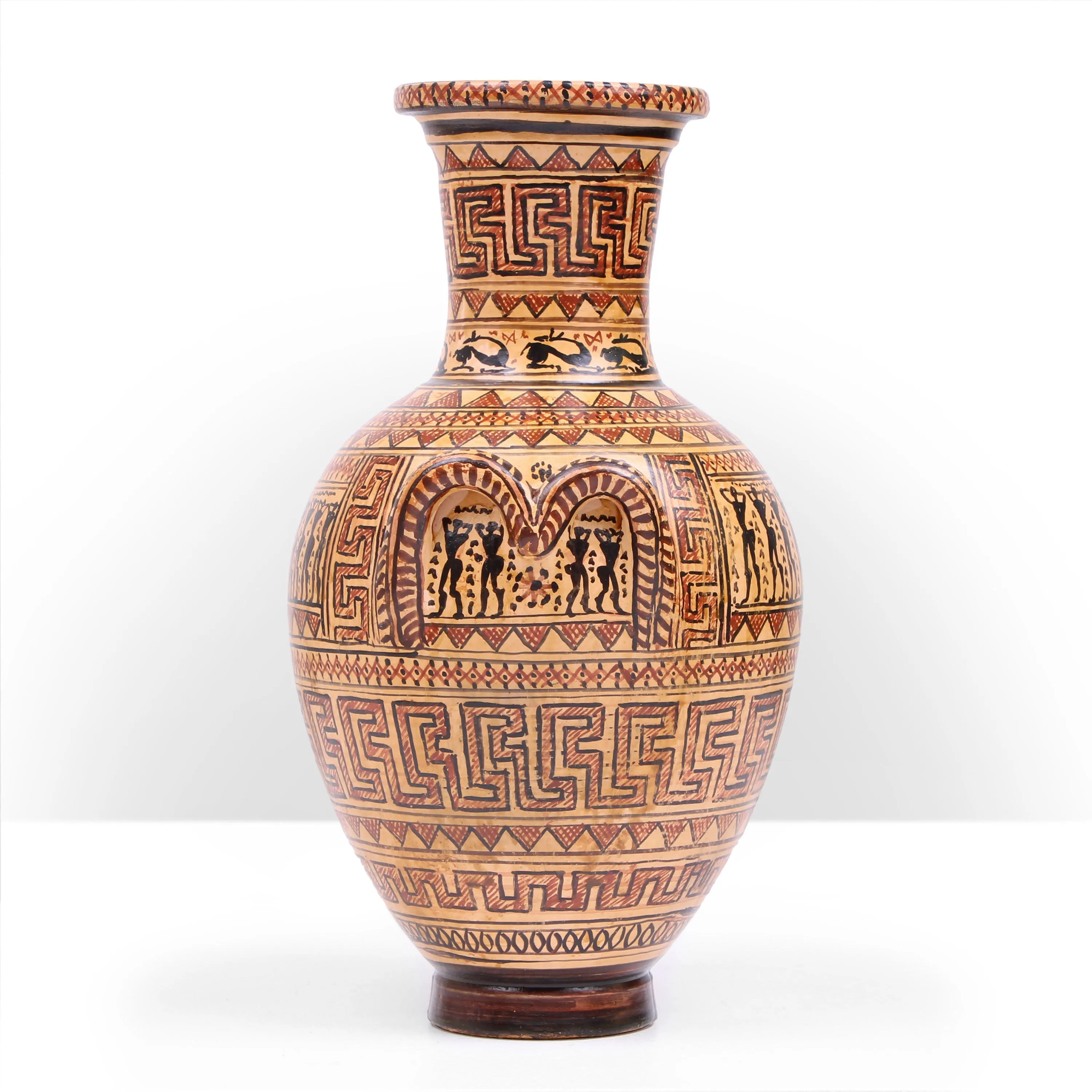 Geometric Greek Vase with Intricate Motifs