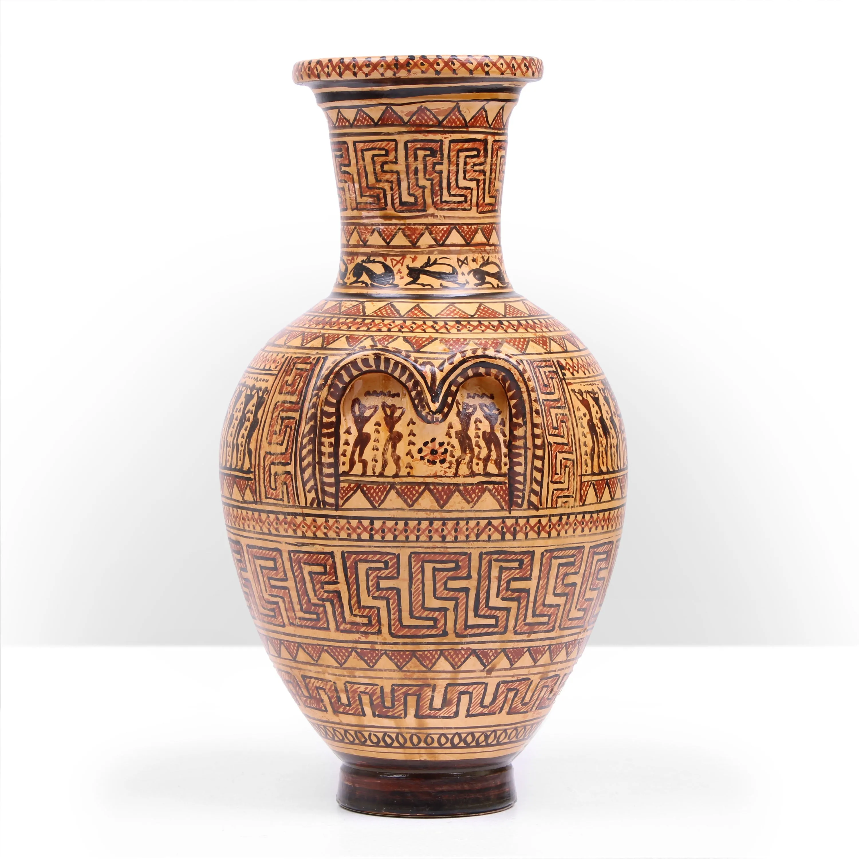 Geometric Greek Vase with Intricate Motifs