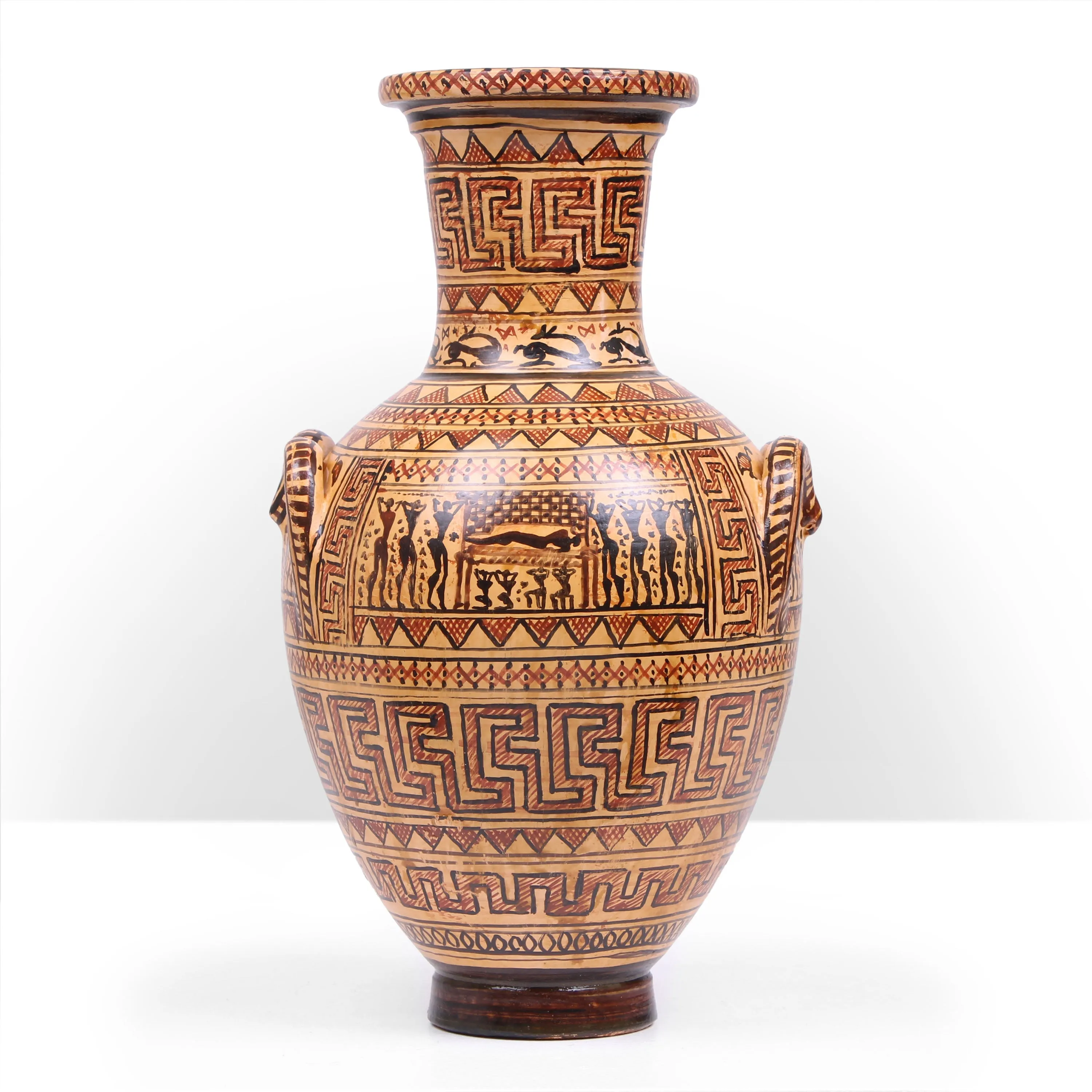 Geometric Greek Vase with Intricate Motifs