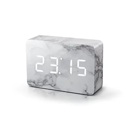 Gingko Brick Marble Click Clock White LED 15W5