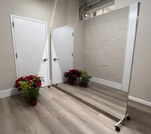 Glassless Mirror, Floor Stand and Corkboard Back Panel, 60" W x 60" H