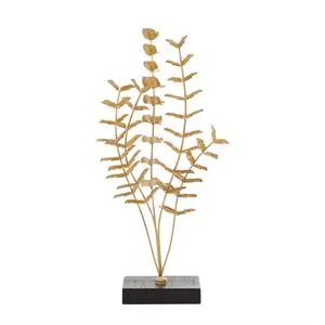 Gold Metal Leaf Sculpture, 10" x 6" x 21"