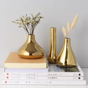 Gold Plated Modern Ceramic Vase In Nordic Design For Home Or Office  Decoration For Flower Arrangement