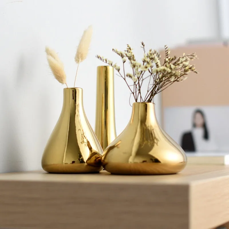 Gold Plated Modern Ceramic Vase In Nordic Design For Home Or Office  Decoration For Flower Arrangement