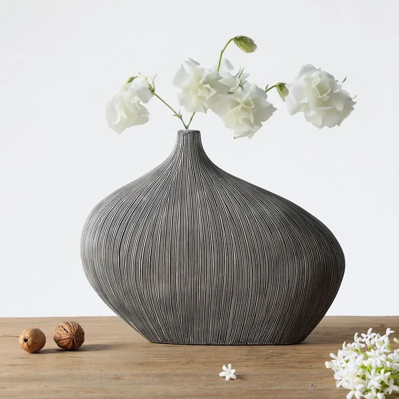 Grey Polyresin Vase | Modern Vase | Flower Vase | Polyresin Vase | Textured Vase | Contemporary